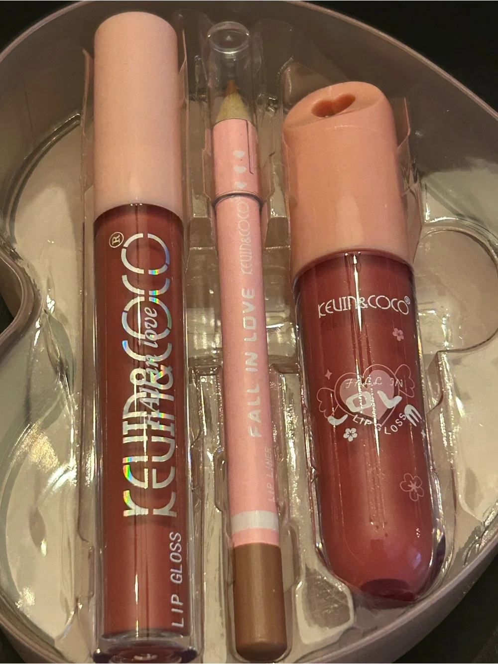Kevin & Coco Fall in Love Pink Lip 👄 Gloss Set of (3) Three NEW